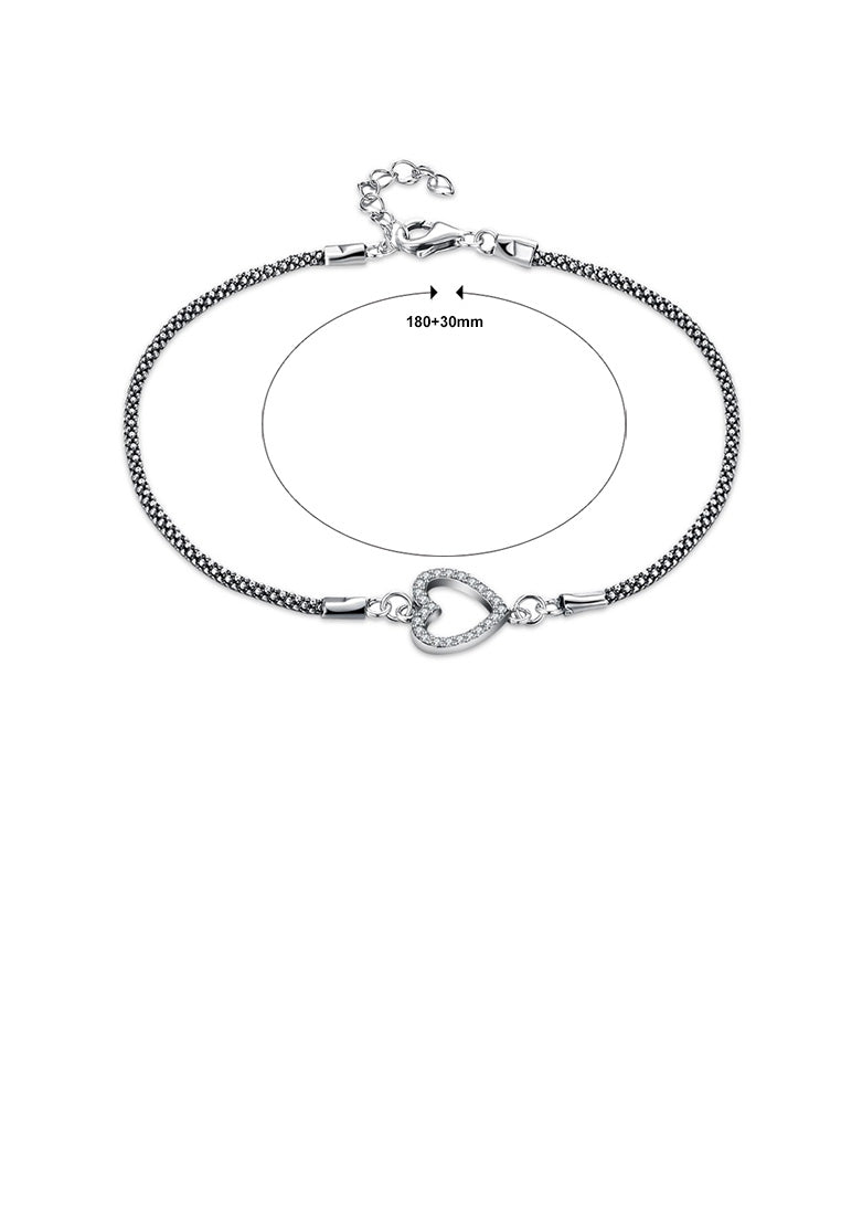 925 Sterling Silver Fashion Simple Hollow Heart Cubic Zirconia Bracelet - Luxurious Look