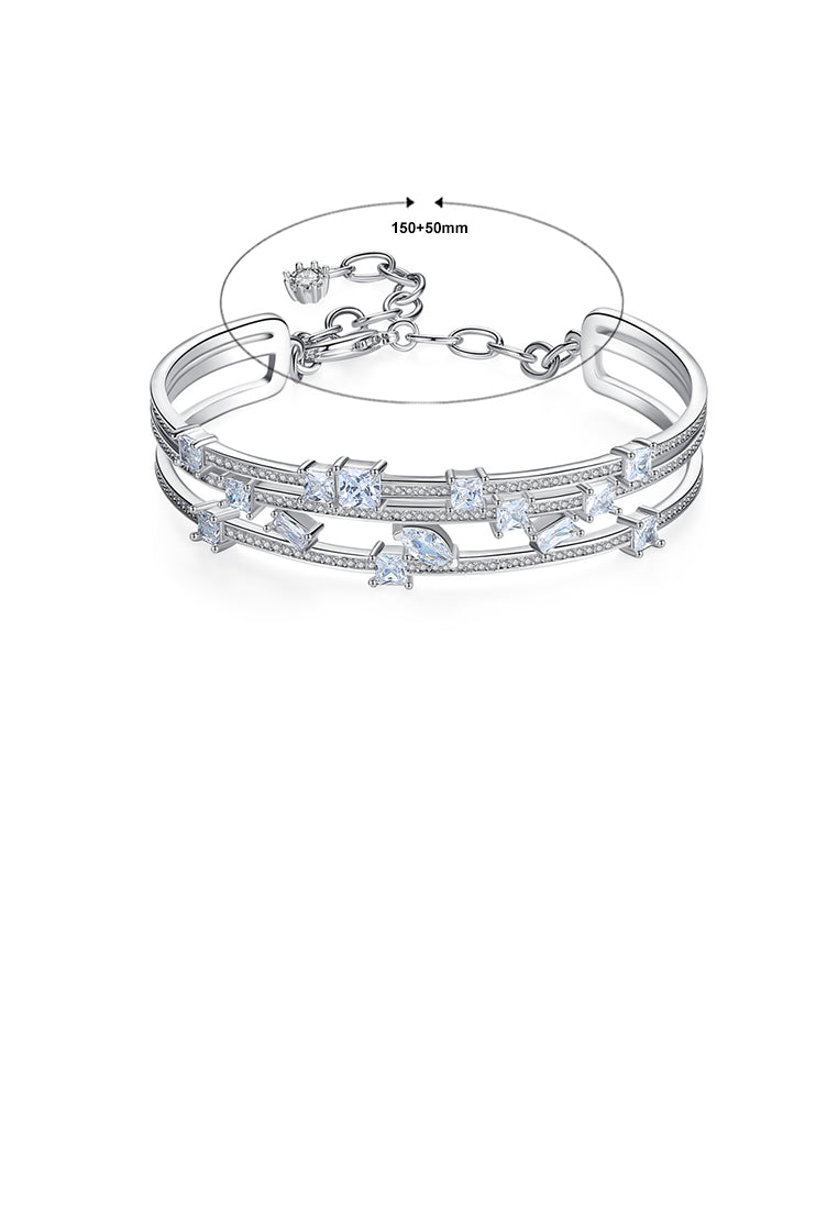 Fashion Temperament Geometric Multilayer Cubic Zirconia Bracelet - Luxurious Look