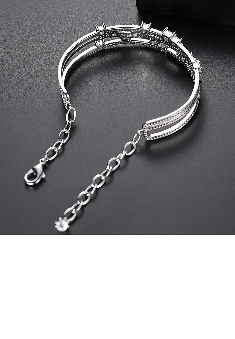 Fashion Temperament Geometric Multilayer Cubic Zirconia Bracelet - Luxurious Look