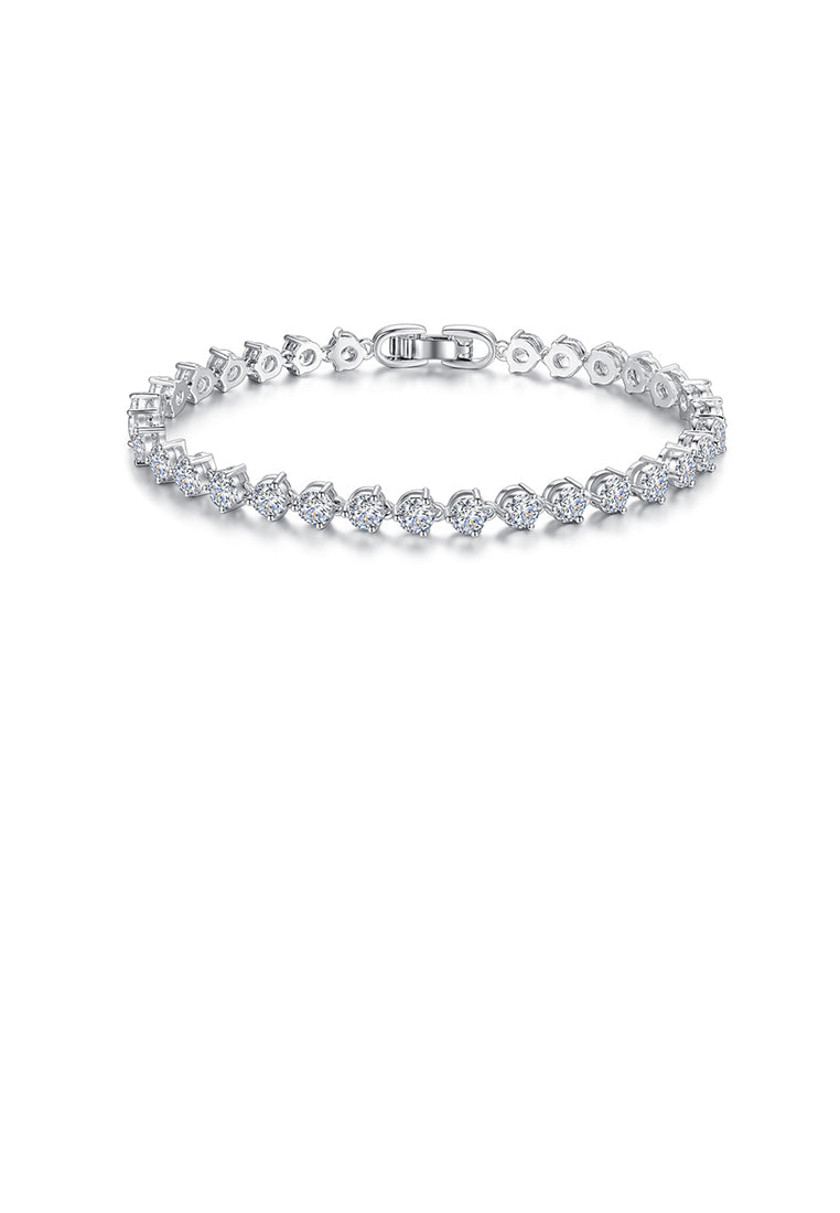 Simple and Fashion Geometric Round Cubic Zirconia Bracelet 19cm - Luxurious Look