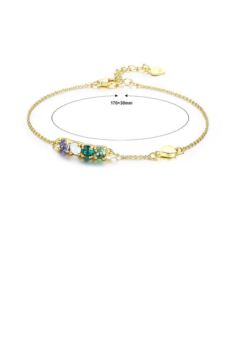 925 Sterling Silver Gold Plated Simple Elegant Light Luxury Fashion Bracelet with Multicolor Austrian Element Crystal
