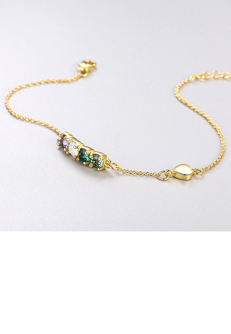 925 Sterling Silver Gold Plated Simple Elegant Light Luxury Fashion Bracelet with Multicolor Austrian Element Crystal
