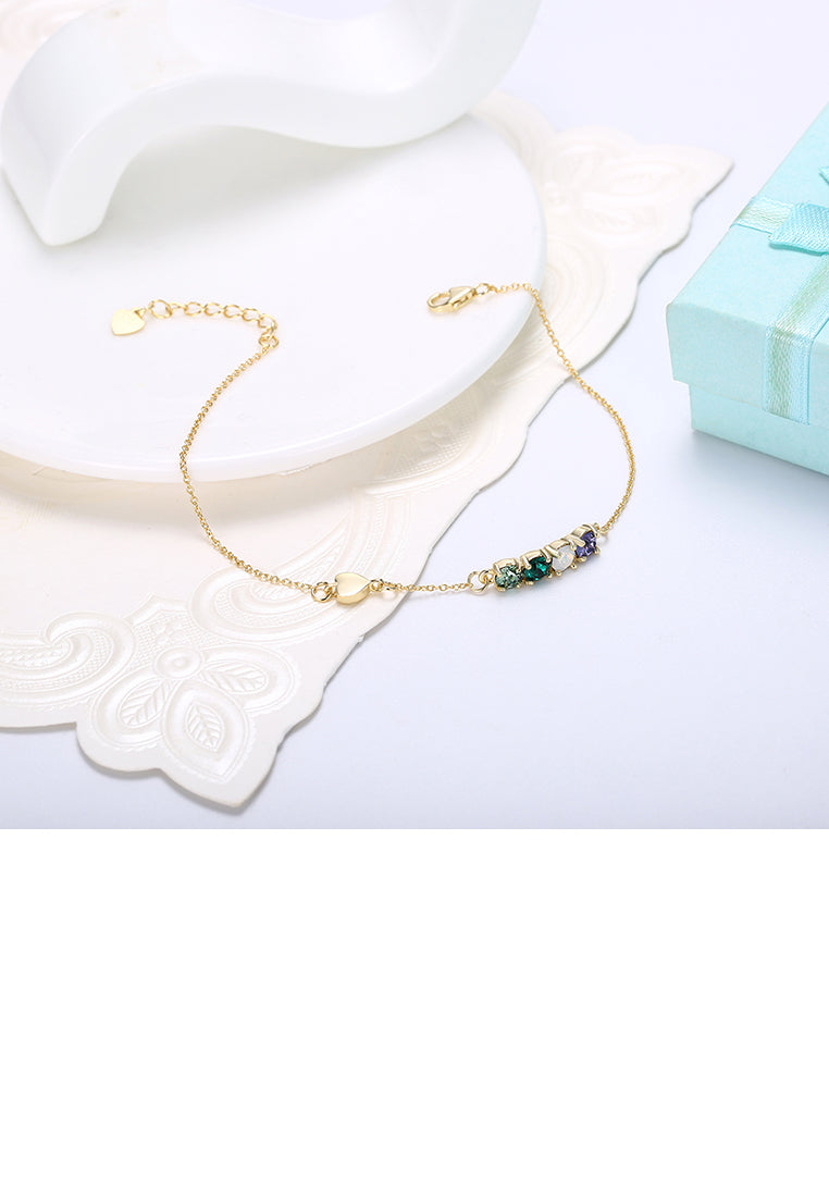 925 Sterling Silver Gold Plated Simple Elegant Light Luxury Fashion Bracelet with Multicolor Austrian Element Crystal