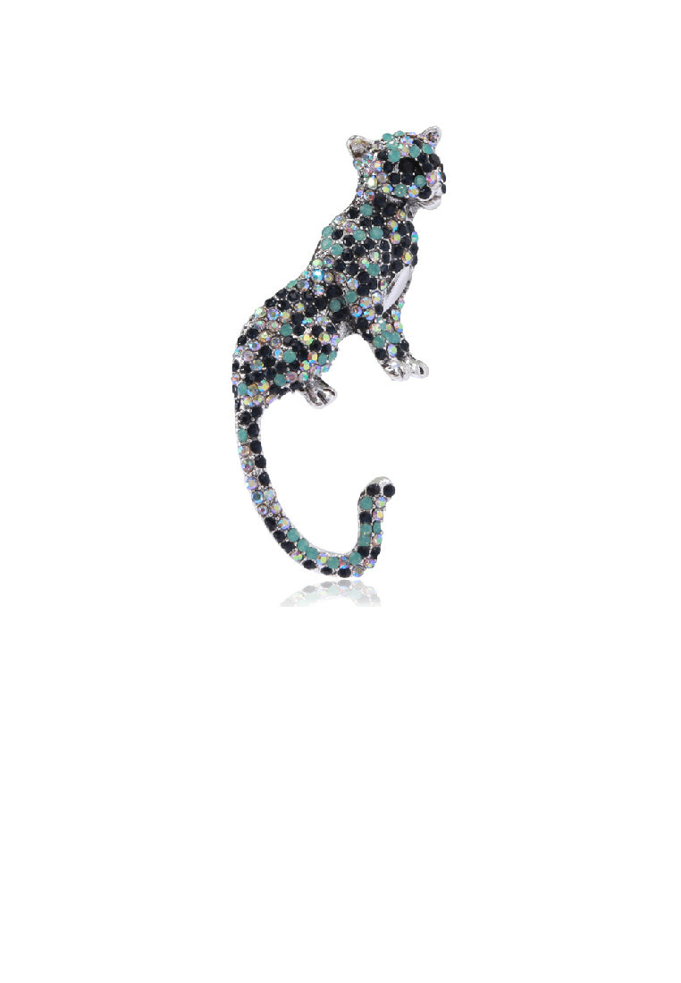 Fashion Personality Cheetah Brooch with Green Cubic Zirconia - Luxurious Look