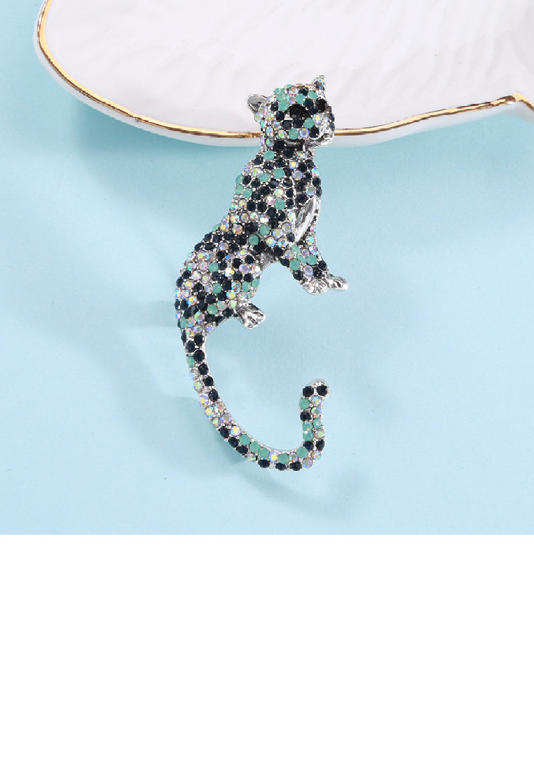 Fashion Personality Cheetah Brooch with Green Cubic Zirconia - Luxurious Look
