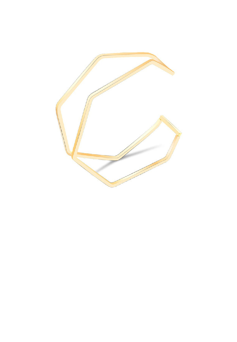 Simple Personality Plated Gold 316L Stainless Steel Geometric Line Double Layer Bangle