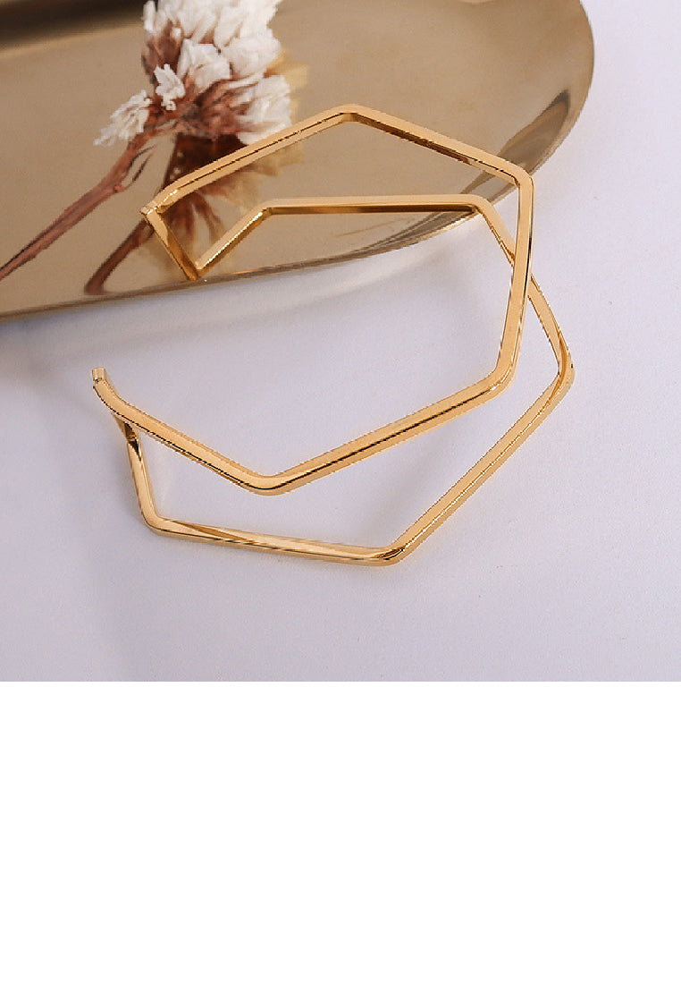 Simple Personality Plated Gold 316L Stainless Steel Geometric Line Double Layer Bangle