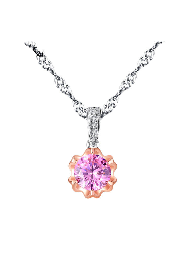 925 Sterling Silver Fashion and Simple Geometric Pendant with Cubic Zirconia and Necklace - Luxurious Look