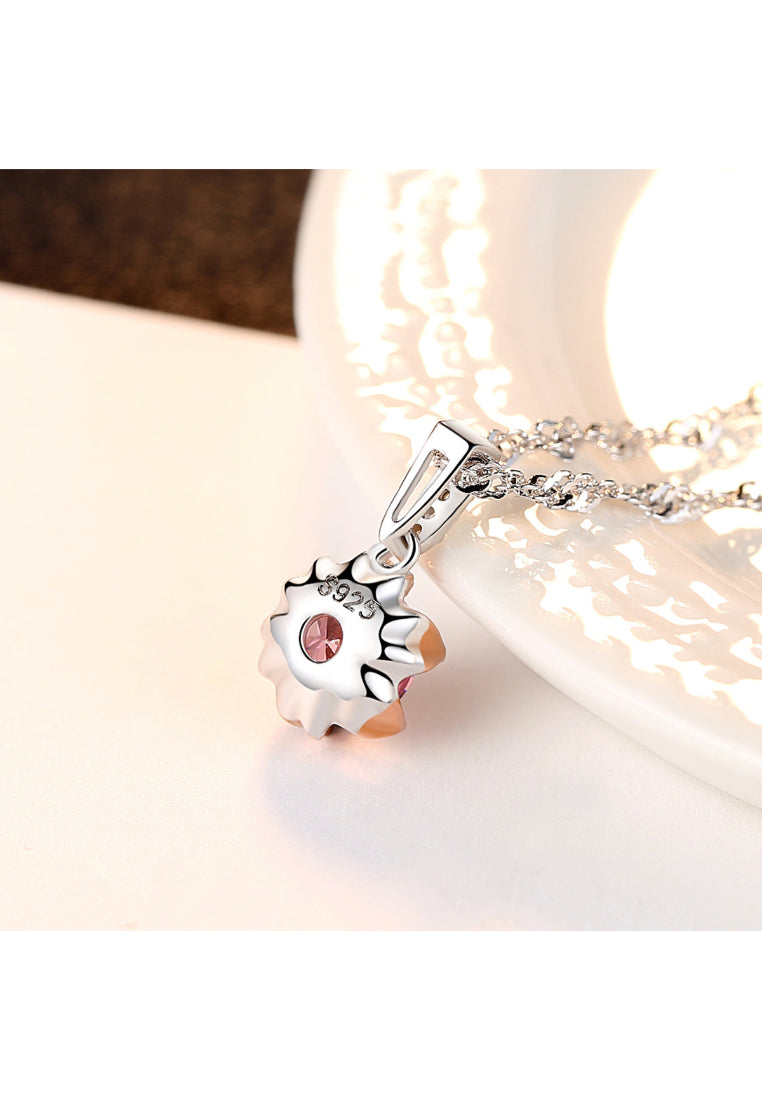 925 Sterling Silver Fashion and Simple Geometric Pendant with Cubic Zirconia and Necklace - Luxurious Look