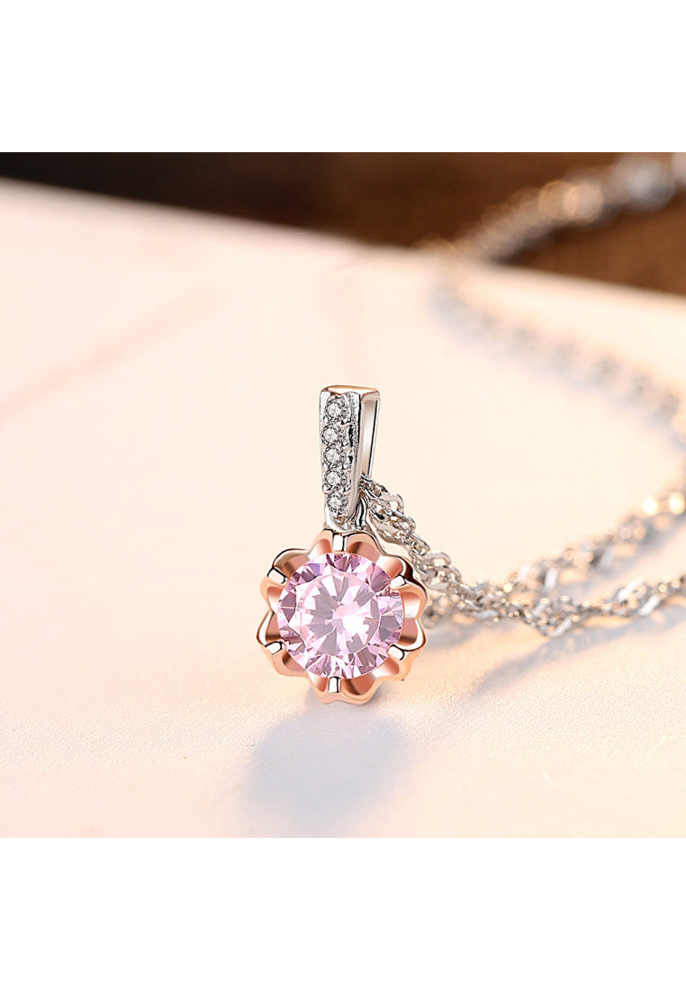 925 Sterling Silver Fashion and Simple Geometric Pendant with Cubic Zirconia and Necklace - Luxurious Look