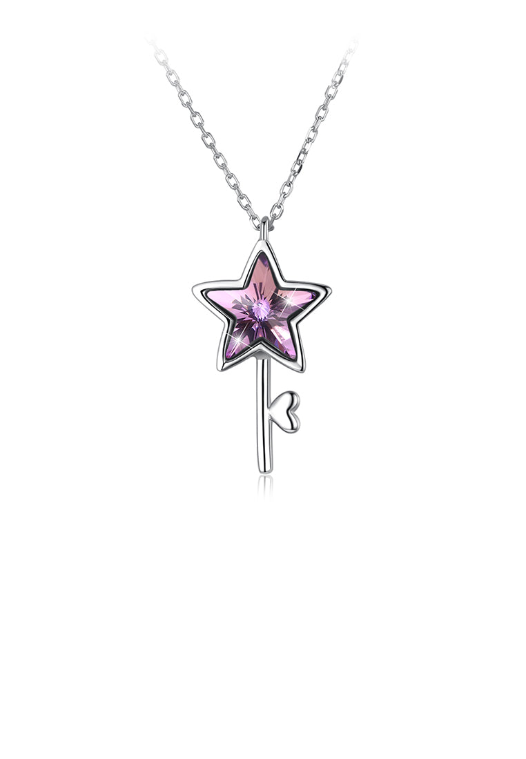 925 Sterling Silver Elegant Fashion Star and Key Pendant and Necklace with Austrian Element Crystal
