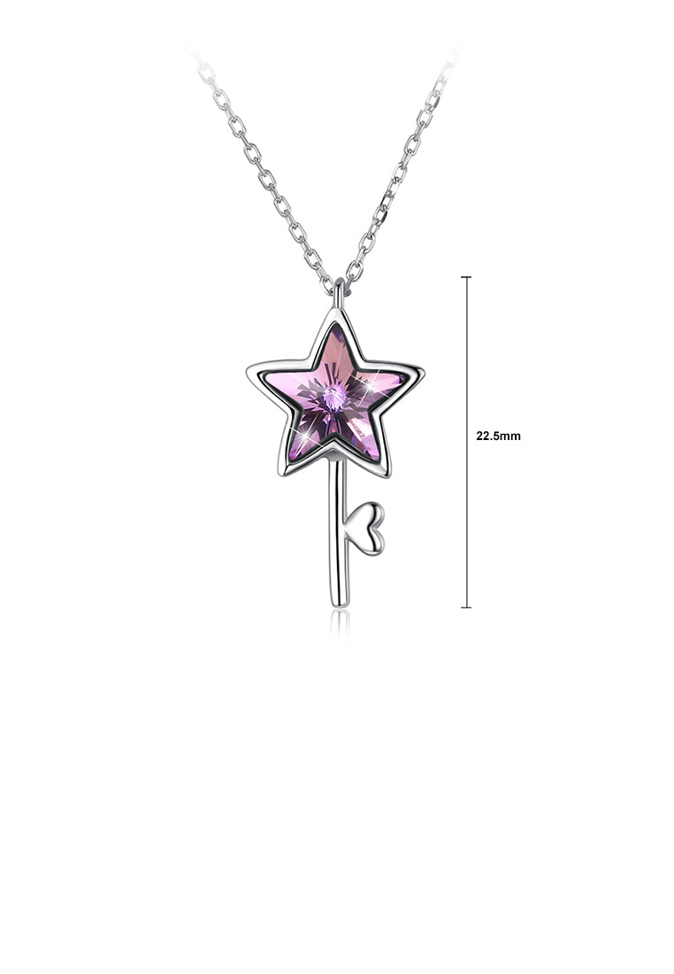 925 Sterling Silver Elegant Fashion Star and Key Pendant and Necklace with Austrian Element Crystal