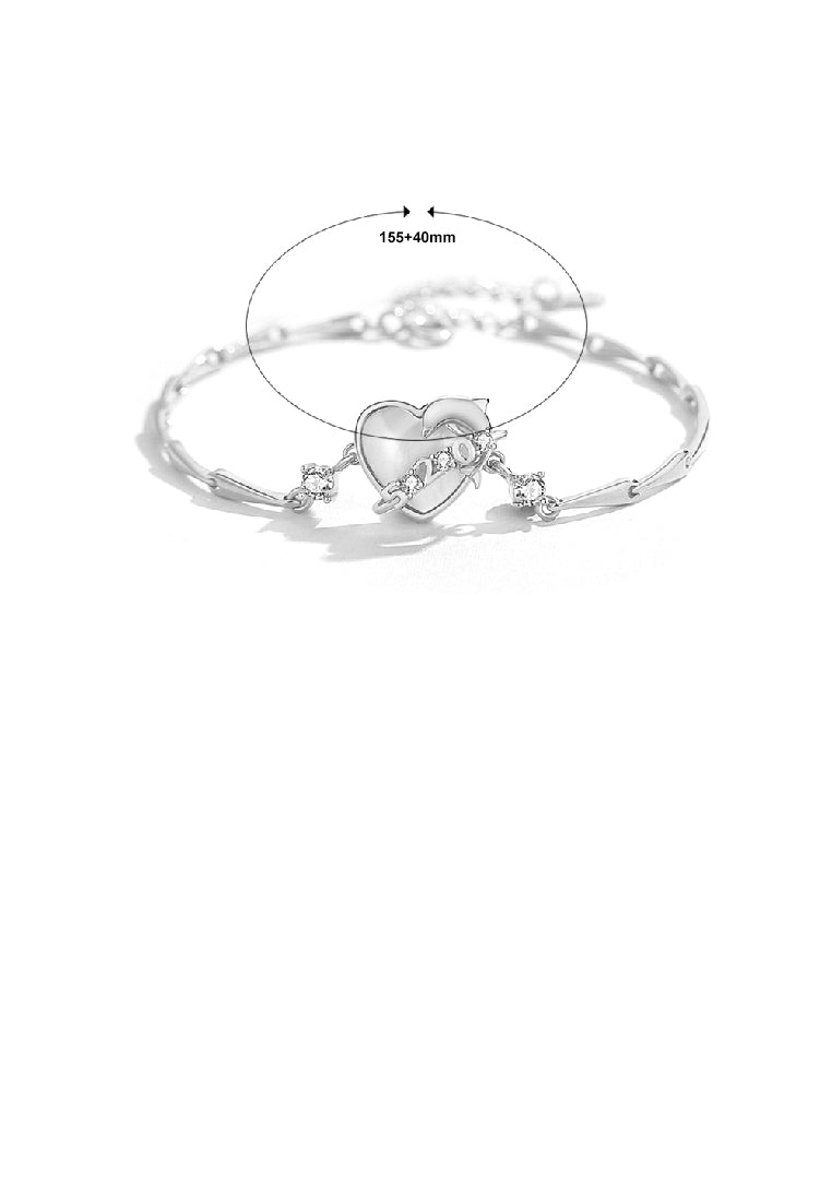 925 Sterling Silver Plated Rose Gold Fashion Romantic Dolphin Heart Opal Bracelet with Cubic Zirconia - Luxurious Look