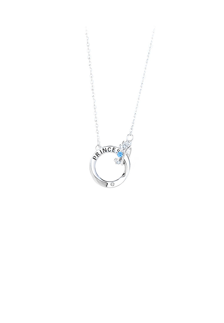 925 Sterling Silver Simple and Fashion Crown Möbius Double Ring Pendant with Cubic Zirconia and Couple Necklace For Women - Luxurious Look