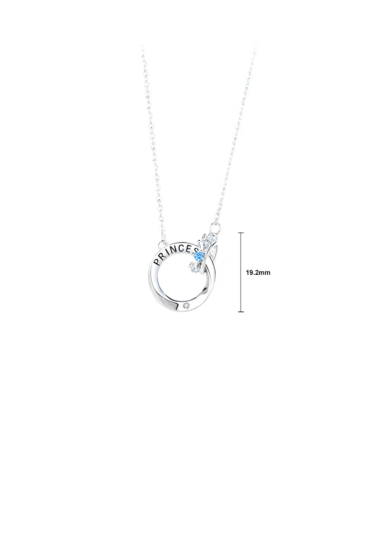 925 Sterling Silver Simple and Fashion Crown Möbius Double Ring Pendant with Cubic Zirconia and Couple Necklace For Women - Luxurious Look
