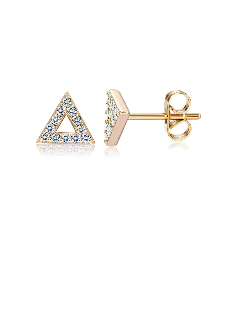 Simple Plated Gold Geometric Triangle Cubic Zircon Stud Earrings
