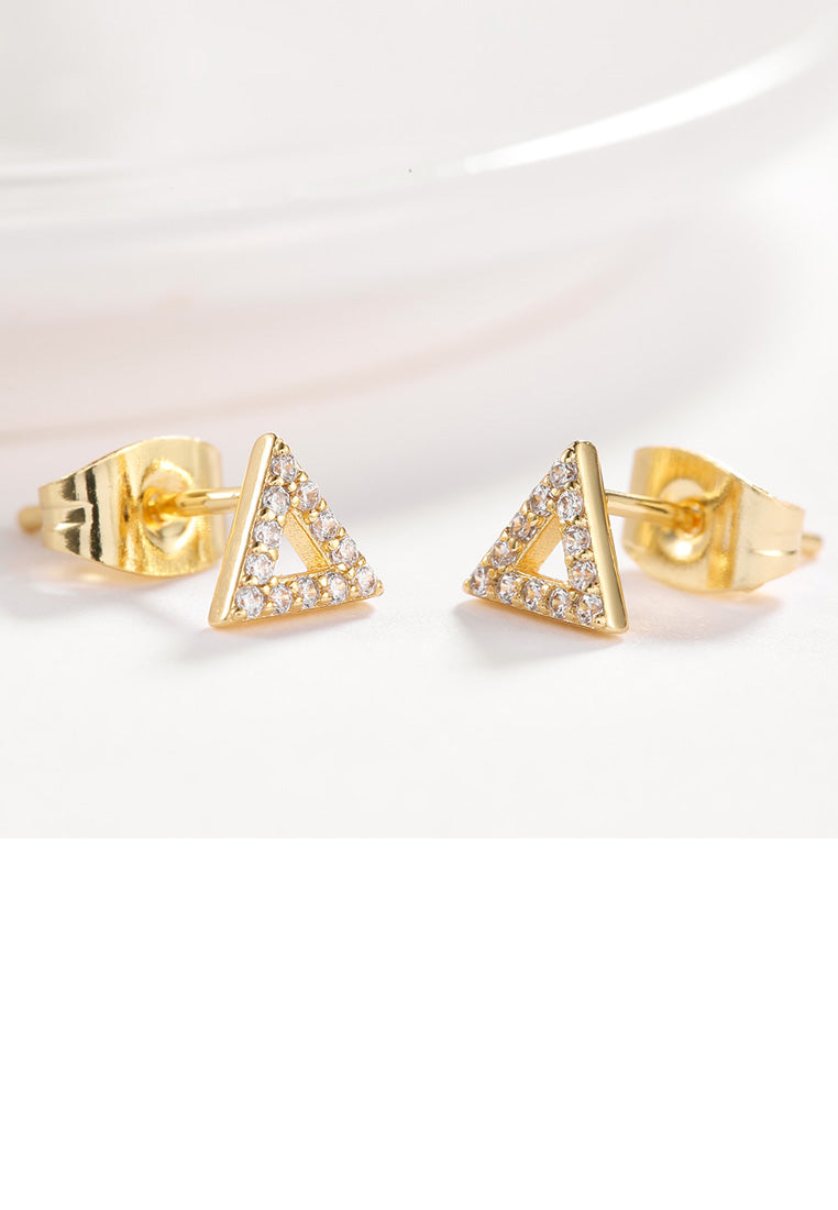 Simple Plated Gold Geometric Triangle Cubic Zircon Stud Earrings