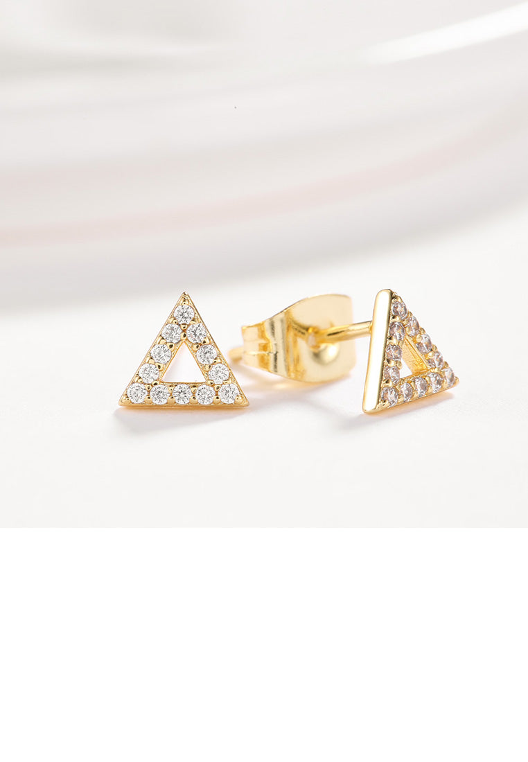 Simple Plated Gold Geometric Triangle Cubic Zircon Stud Earrings