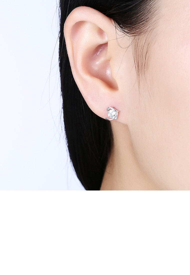 925 Sterling Silver Simple Elegant Fashion Earrings and Ear Studs with Cubic Zircon