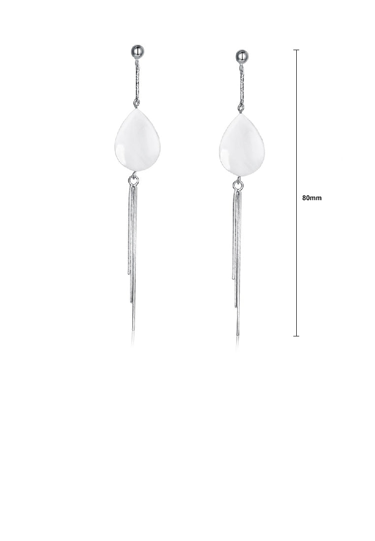 925 Sterling Silver Elegant Romantic Fashion Shell Long Tassel Earrings