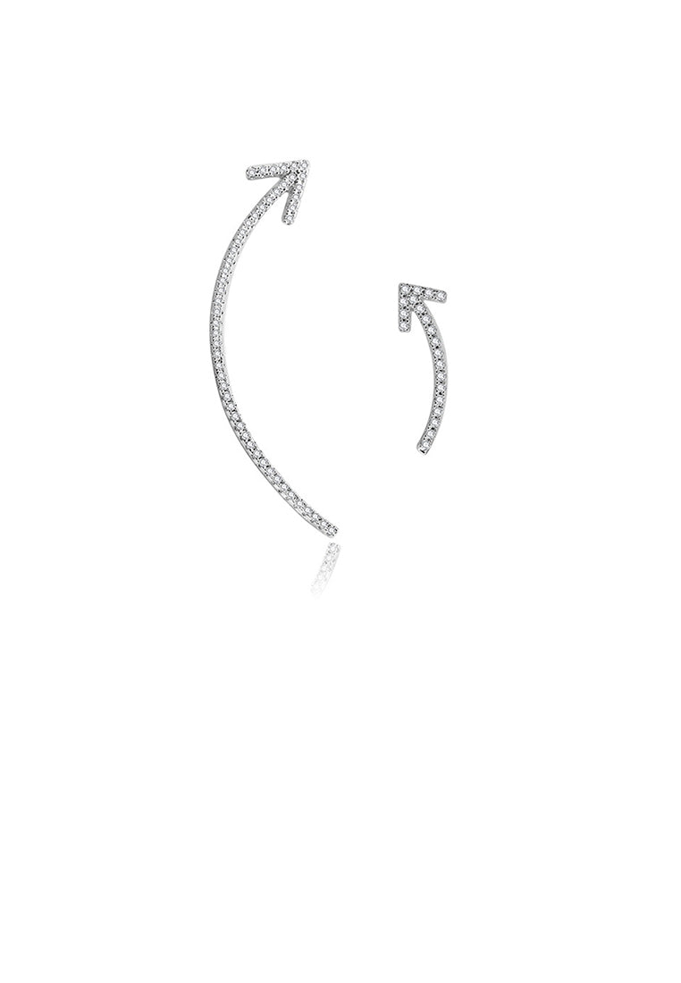 Simple and Creative Arrow Asymmetrical Stud Earrings with Cubic Zirconia - Luxurious Look