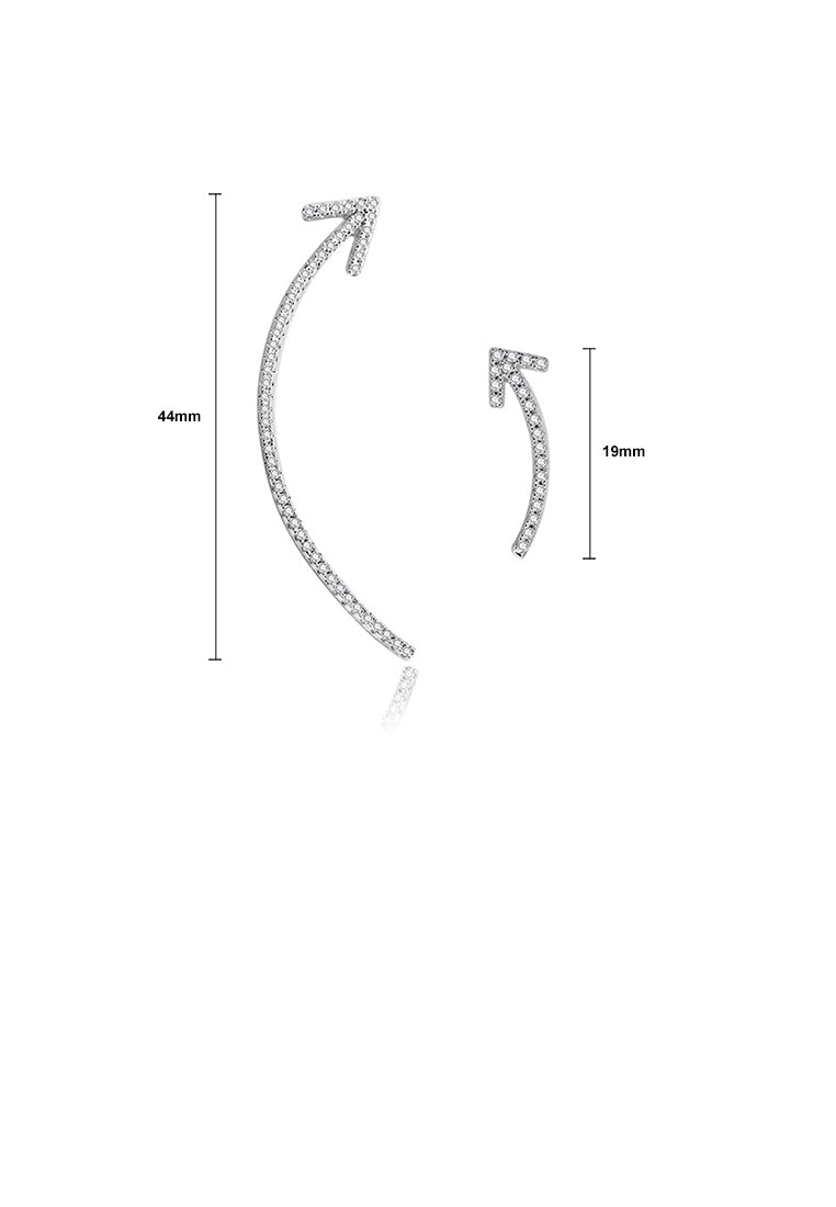 Simple and Creative Arrow Asymmetrical Stud Earrings with Cubic Zirconia - Luxurious Look