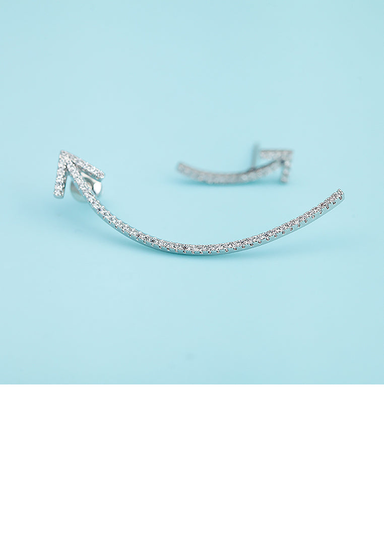 Simple and Creative Arrow Asymmetrical Stud Earrings with Cubic Zirconia - Luxurious Look