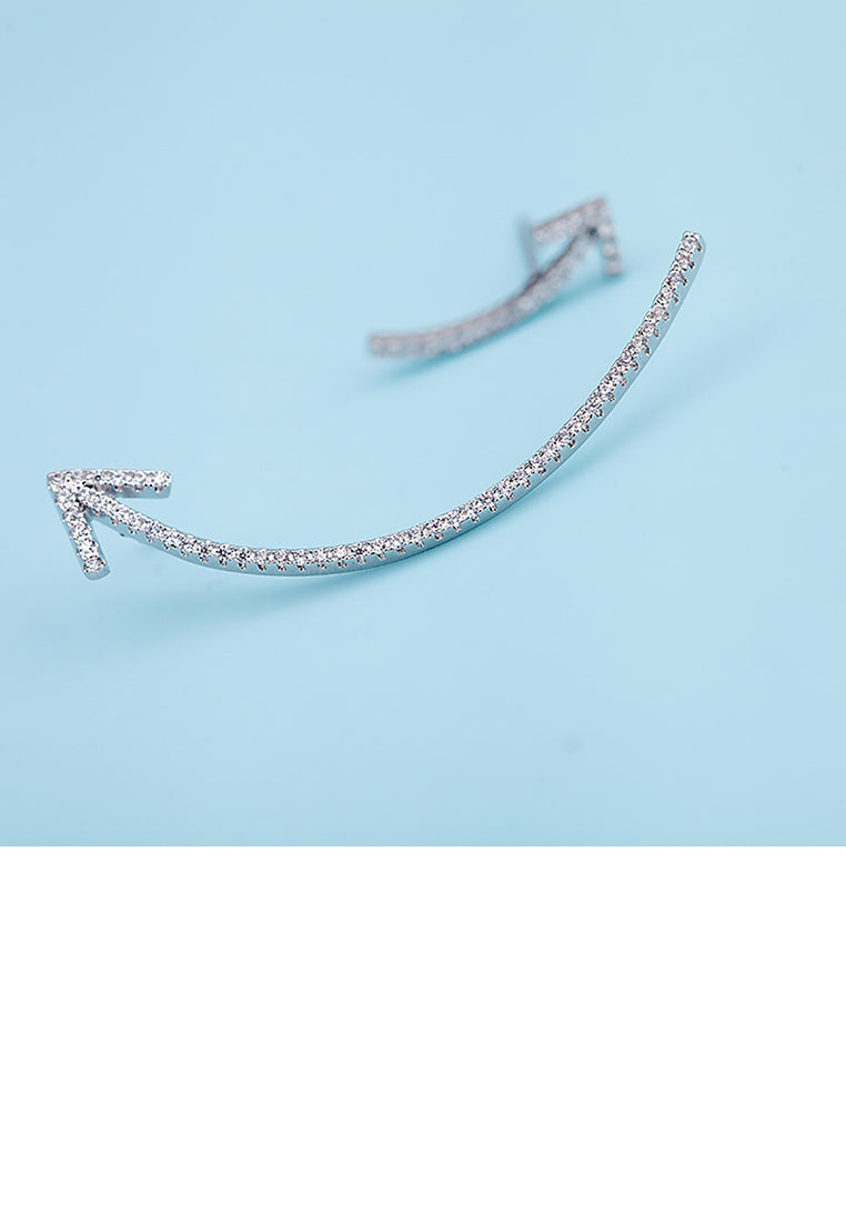 Simple and Creative Arrow Asymmetrical Stud Earrings with Cubic Zirconia - Luxurious Look