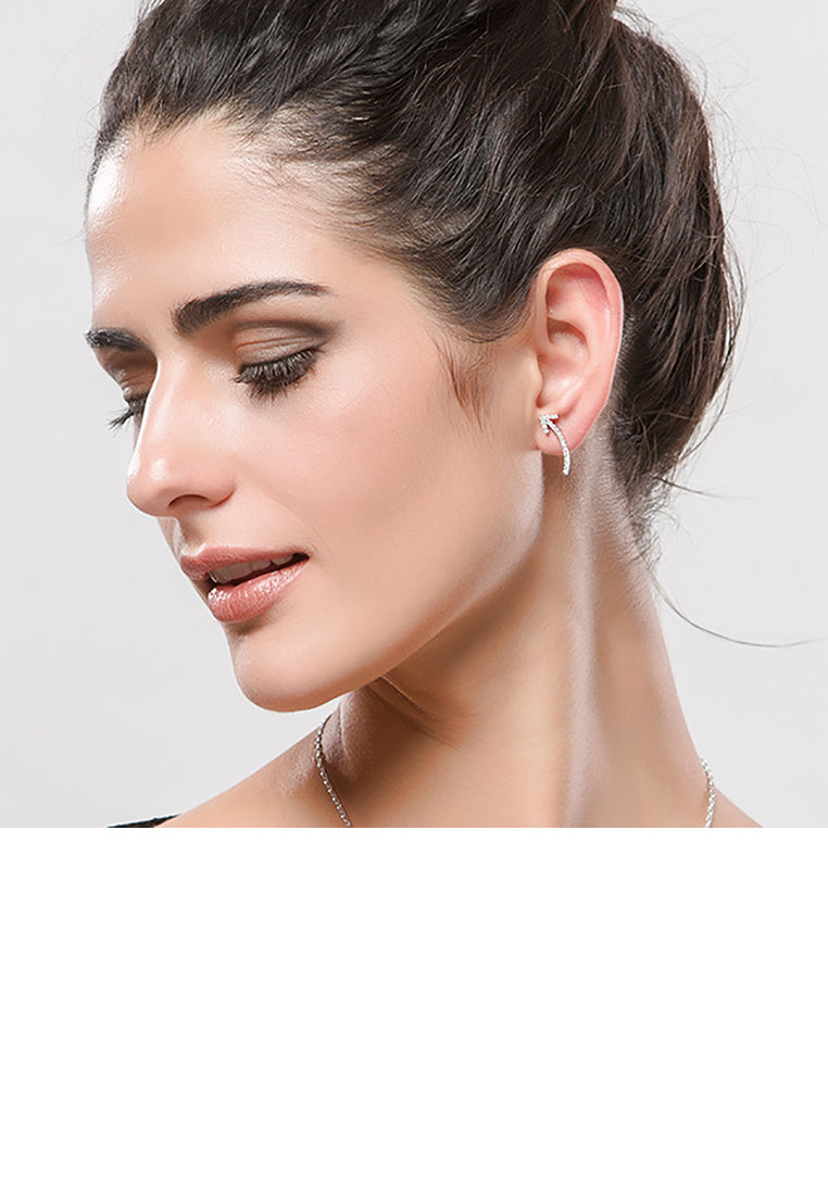 Simple and Creative Arrow Asymmetrical Stud Earrings with Cubic Zirconia - Luxurious Look