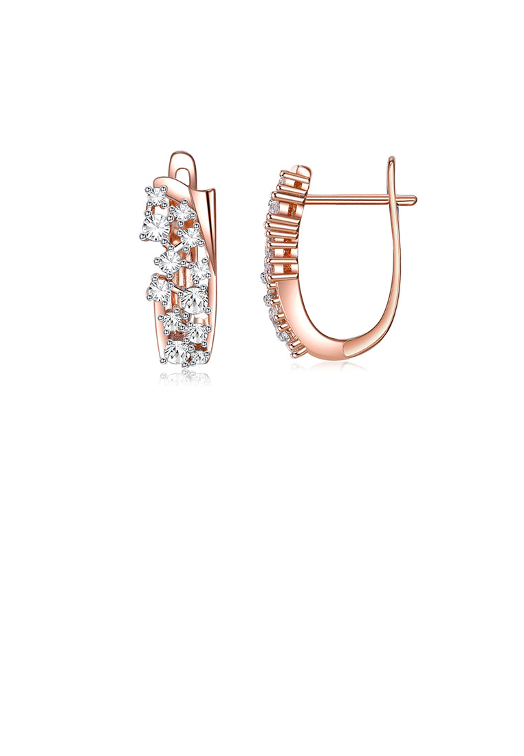 Simple Fashion Plated Rose Gold Geometric Earrings with Cubic Zirconia - Luxurious Look