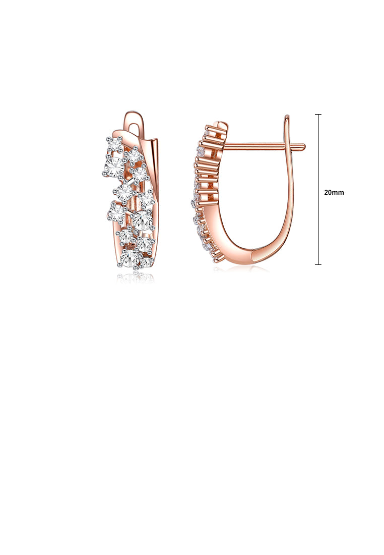 Simple Fashion Plated Rose Gold Geometric Earrings with Cubic Zirconia - Luxurious Look