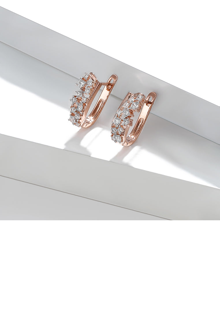 Simple Fashion Plated Rose Gold Geometric Earrings with Cubic Zirconia - Luxurious Look