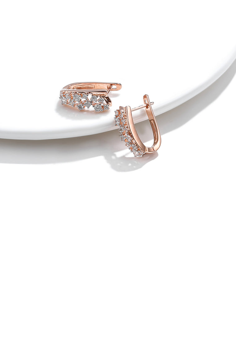 Simple Fashion Plated Rose Gold Geometric Earrings with Cubic Zirconia - Luxurious Look