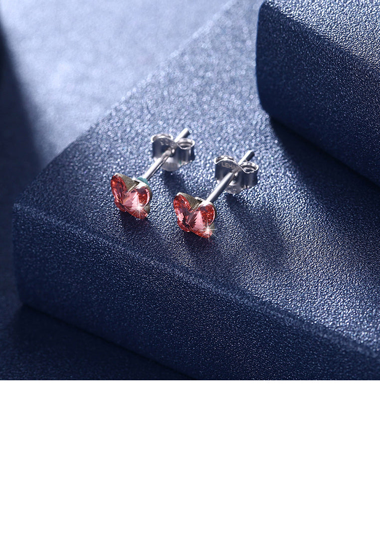 925 Sterling Silve Elegant Noble Romantic Butterfly Earrings with Red Austrian Element Crystal - Vibrant Color
