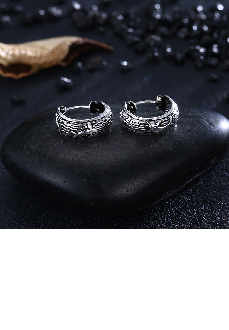 925 Sterling Silver Fashion Vintage Textured Earrings