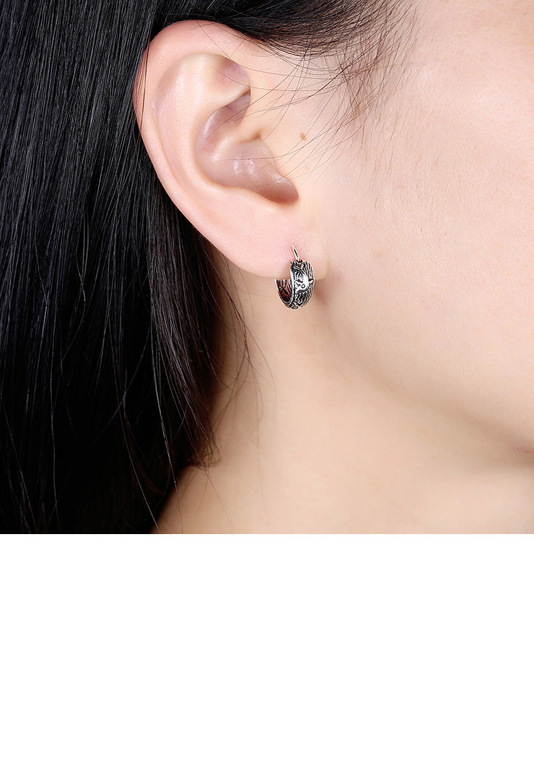 925 Sterling Silver Fashion Vintage Textured Earrings