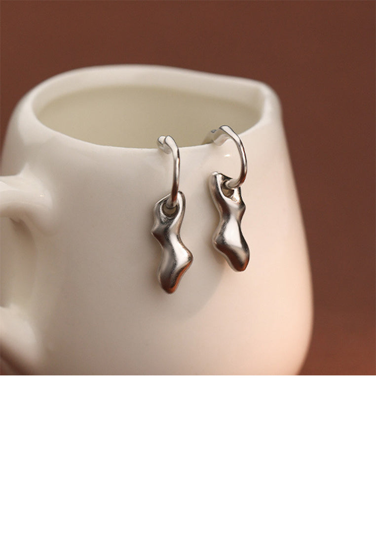 925 Sterling Silver Simple Personality Irregular Ripple Geometric Earrings