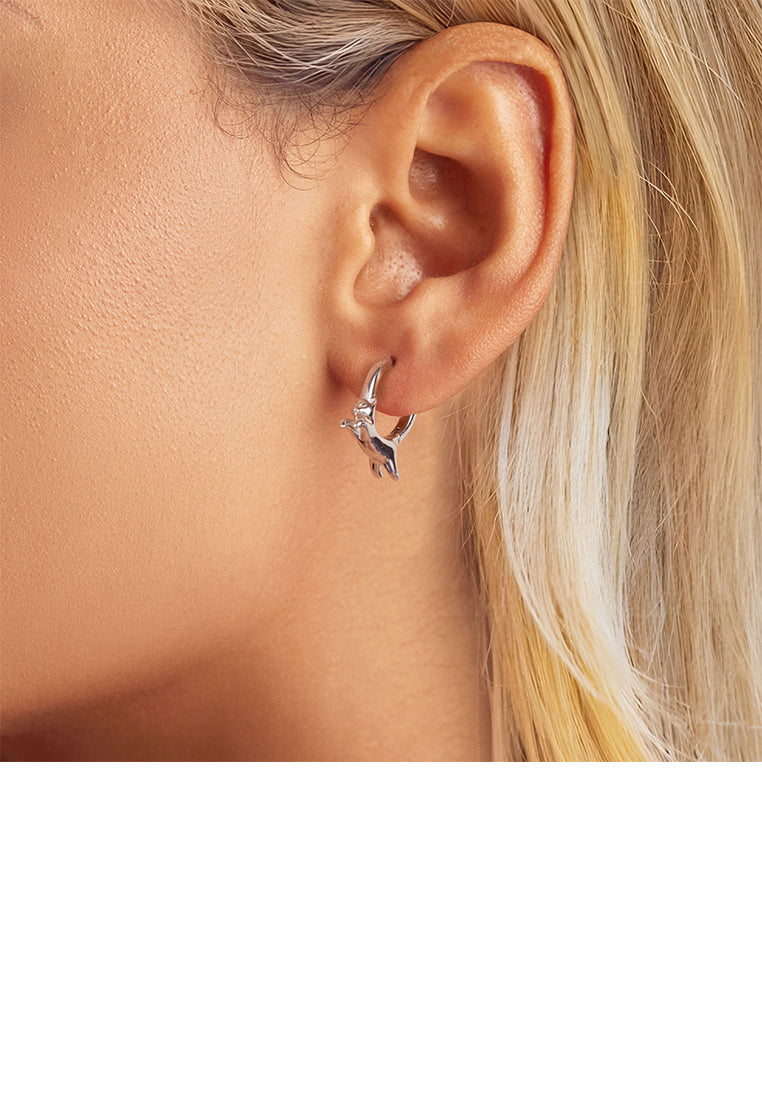 925 Sterling Silver Simple Cute Cat Hoop Earrings