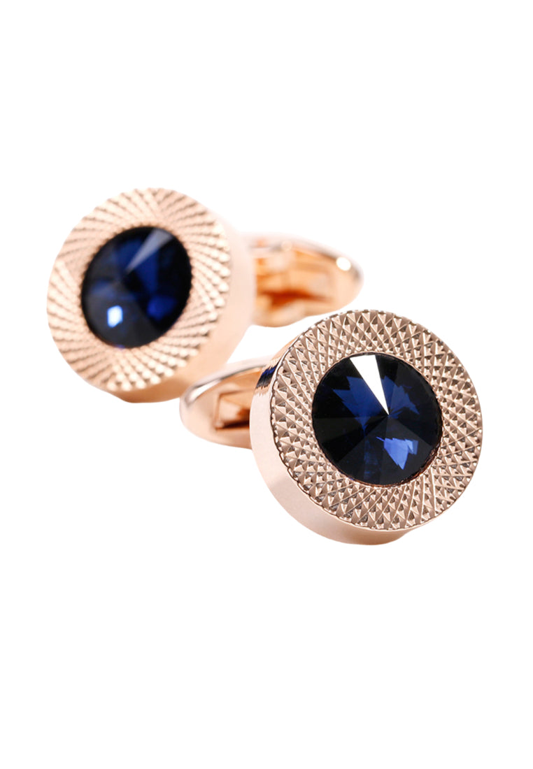 Men's Cufflinks High Quality Light Luxury Blue Crystal Round Rose Gold Shirt Sleeve Nail Button