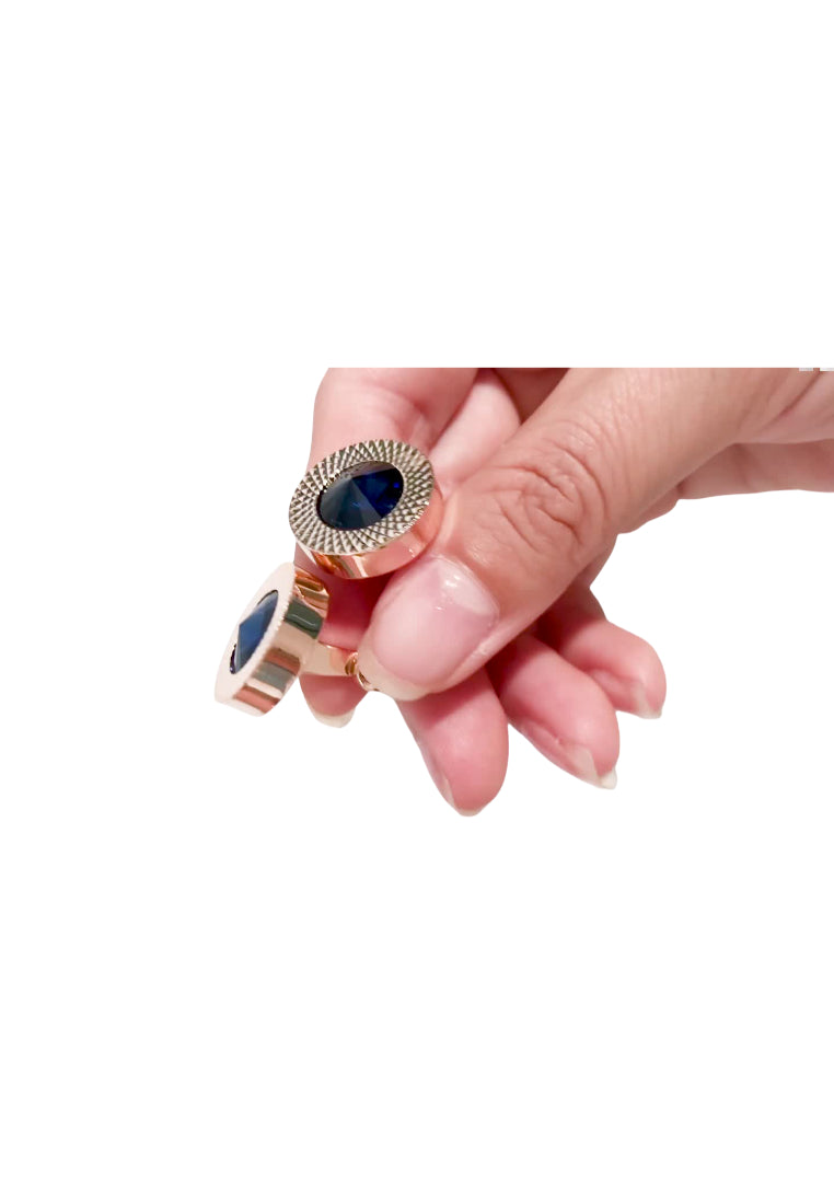 Men's Cufflinks High Quality Light Luxury Blue Crystal Round Rose Gold Shirt Sleeve Nail Button