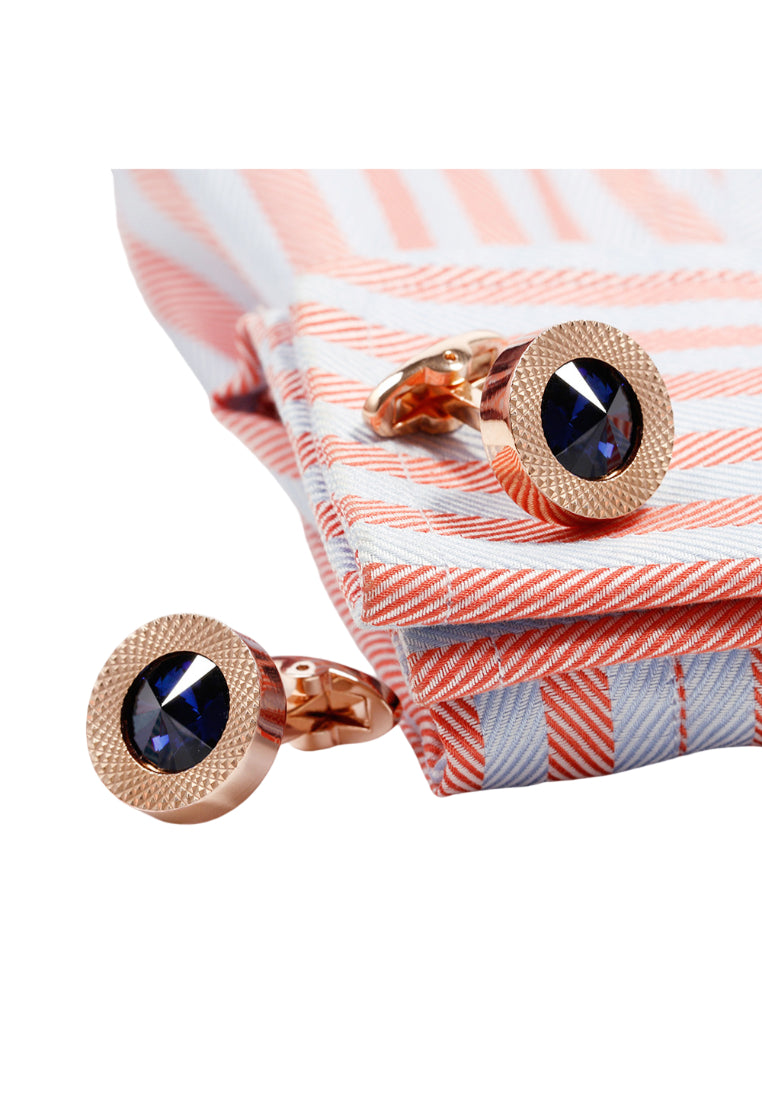 Men's Cufflinks High Quality Light Luxury Blue Crystal Round Rose Gold Shirt Sleeve Nail Button