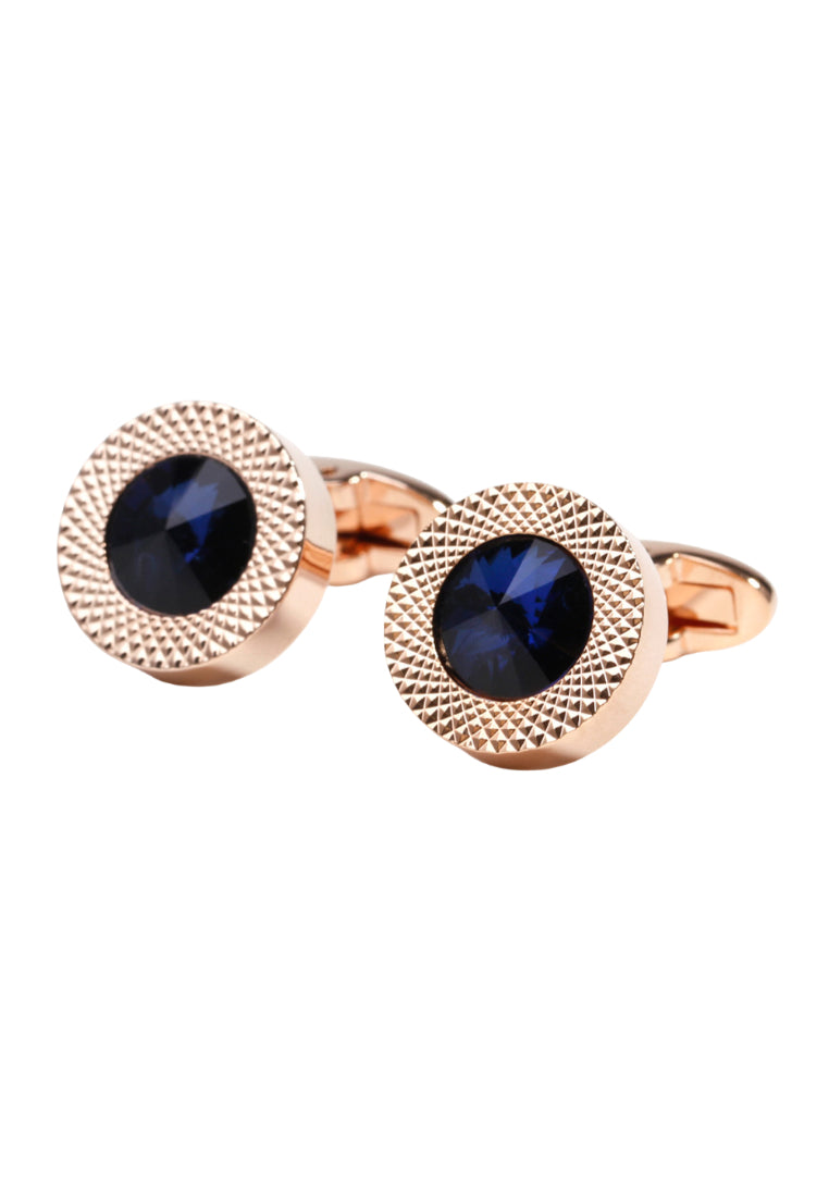 Men's Cufflinks High Quality Light Luxury Blue Crystal Round Rose Gold Shirt Sleeve Nail Button