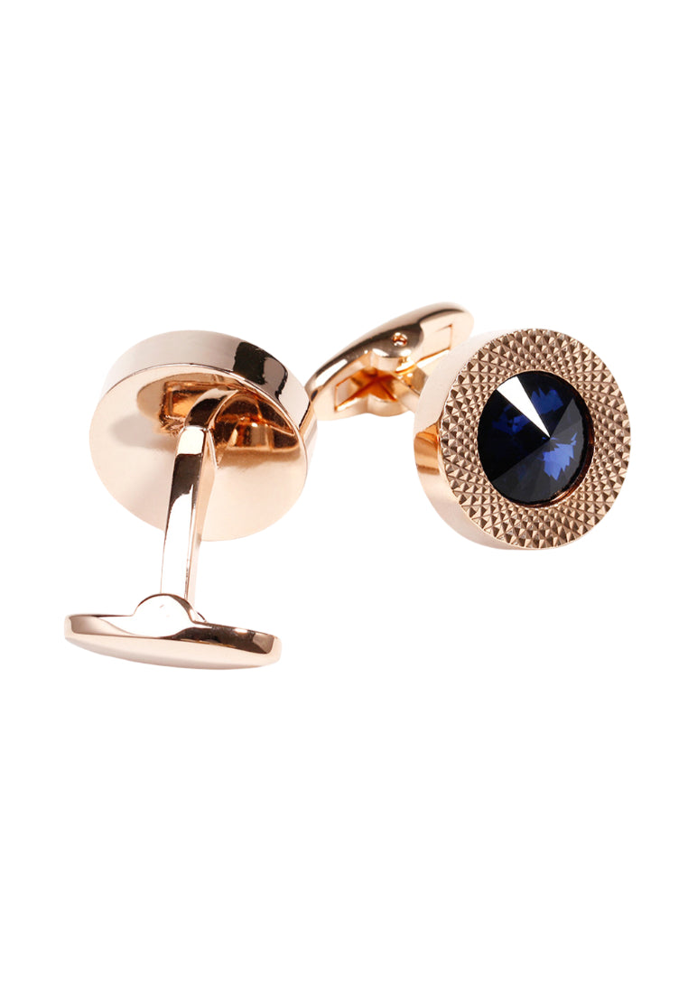 Men's Cufflinks High Quality Light Luxury Blue Crystal Round Rose Gold Shirt Sleeve Nail Button
