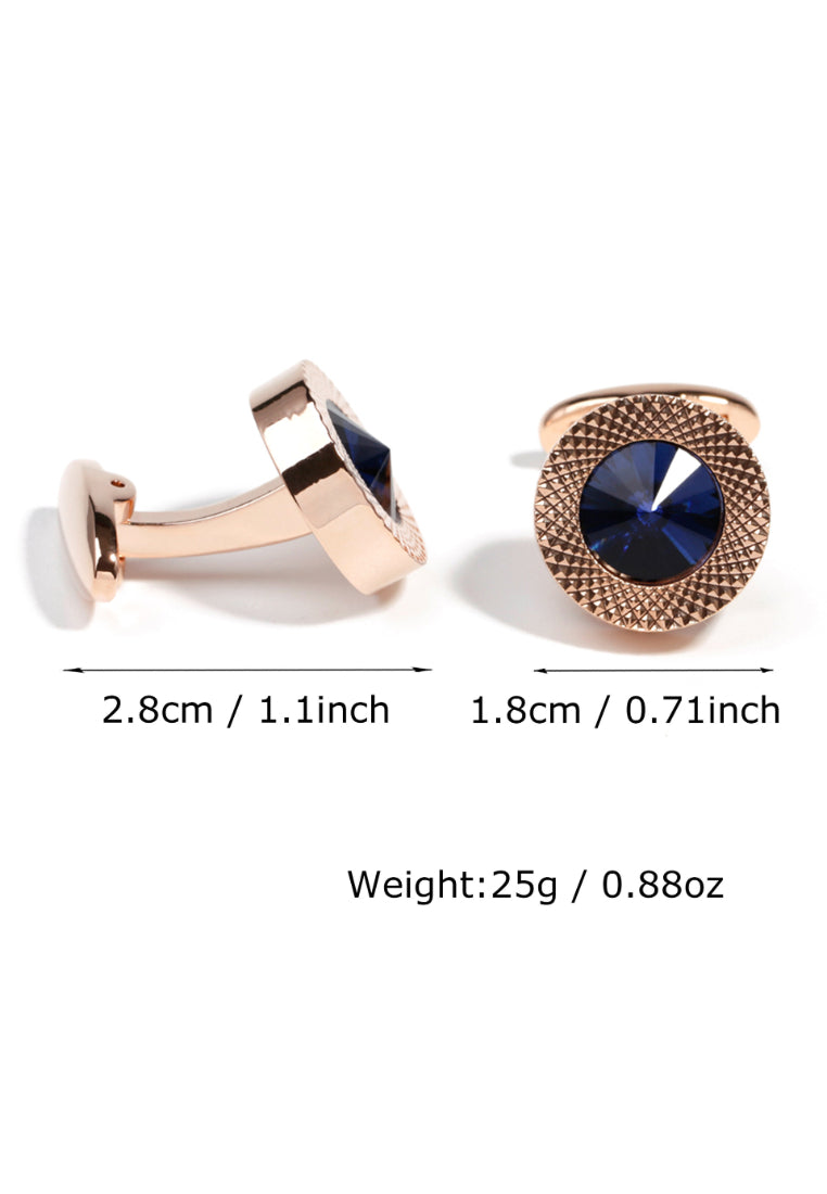 Men's Cufflinks High Quality Light Luxury Blue Crystal Round Rose Gold Shirt Sleeve Nail Button