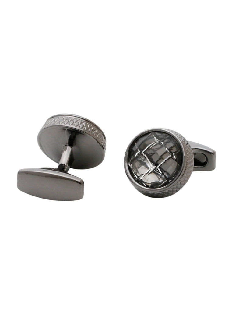 Men's Cufflinks French Gun Gray Round Shirt Dress Jewelry Pair
