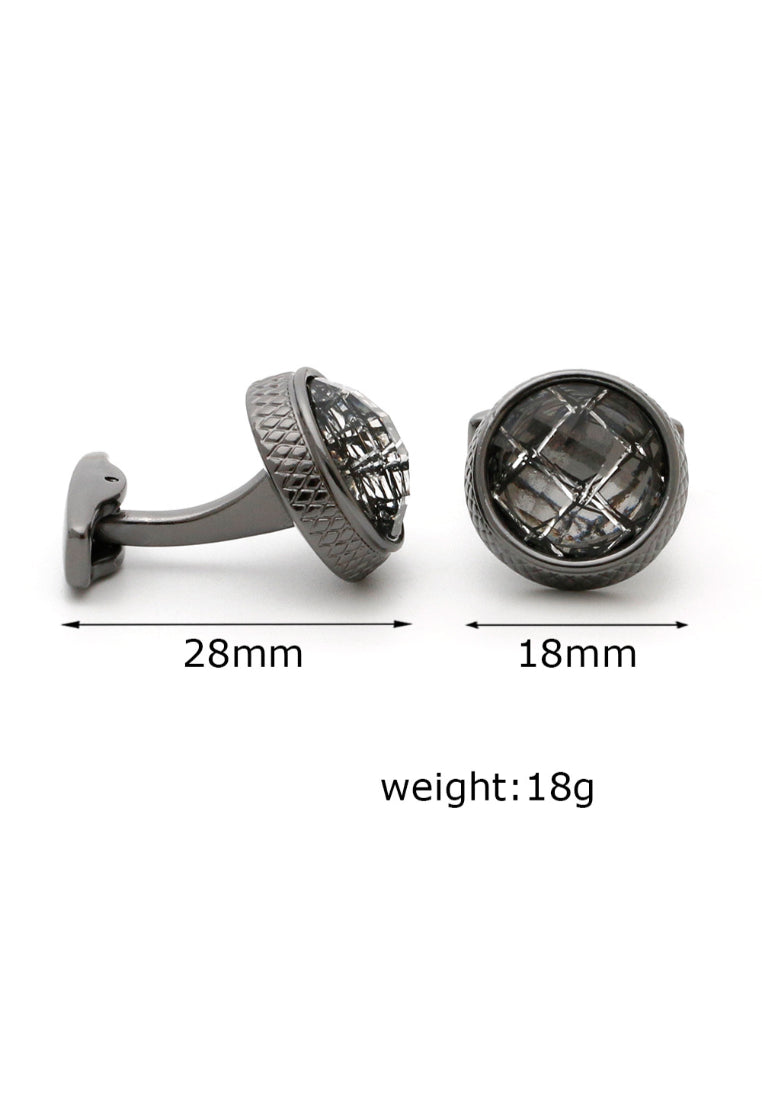 Men's Cufflinks French Gun Gray Round Shirt Dress Jewelry Pair