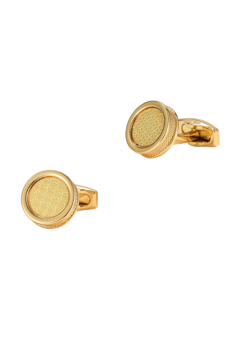 Men's Cufflinks Pattern Round All Gold Shirt Button Accessories Pair