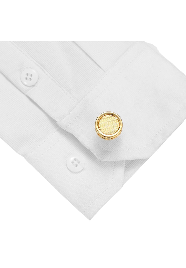 Men's Cufflinks Pattern Round All Gold Shirt Button Accessories Pair