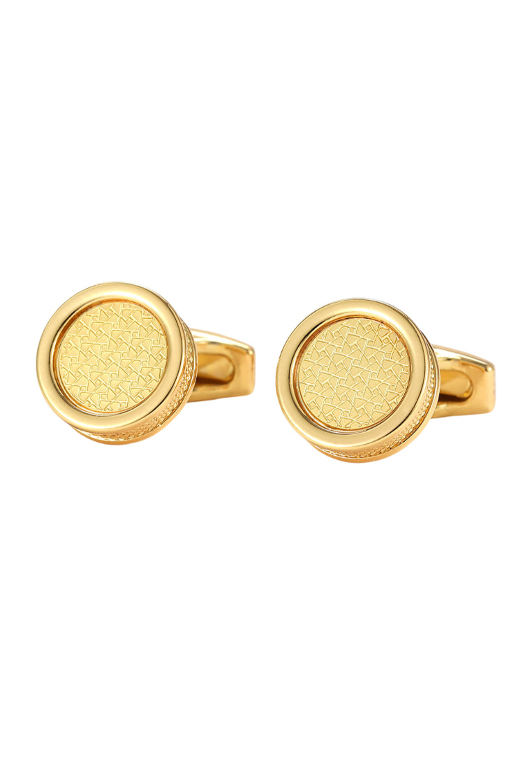 Men's Cufflinks Pattern Round All Gold Shirt Button Accessories Pair