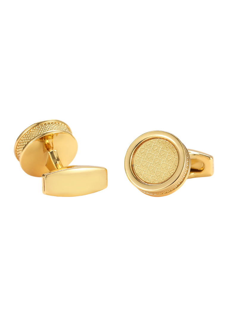 Men's Cufflinks Pattern Round All Gold Shirt Button Accessories Pair